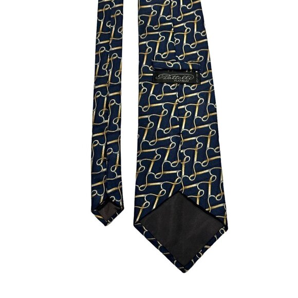 Piattelli Silk Necktie Tie 4 Inches Mens Classic Geometric Blue Gold Office USA - Picture 11 of 12